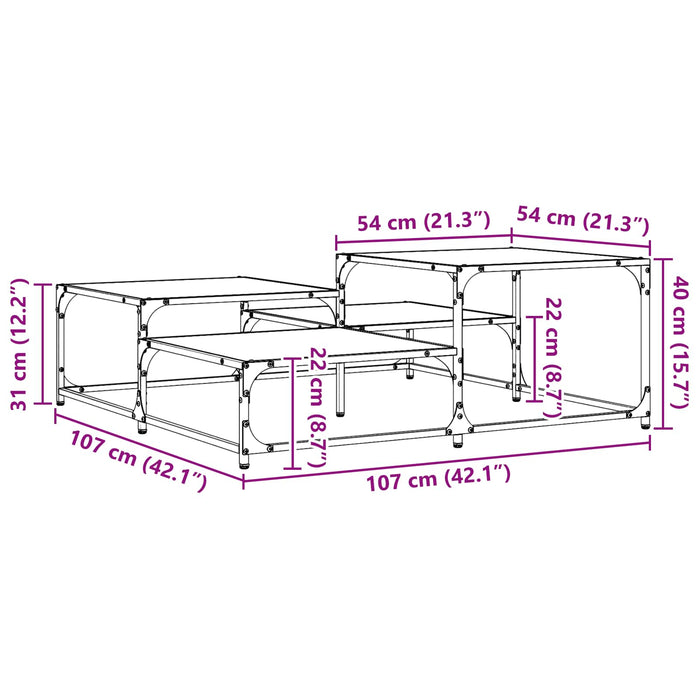 Masă de cafea Stejar Negru 107 x 107 x 40 cm Lemn prelucrat WALTI