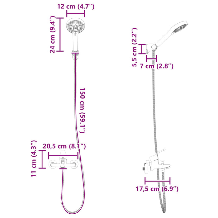 Set de cap de duș Negru G 1 / 2 inci - WALTI WALTI