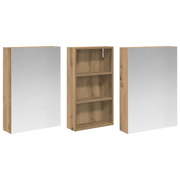 Set dulap baie cu raft 3 pcs 140 x 14,5 x 70 cm Lemn compozit - WALTI WALTI