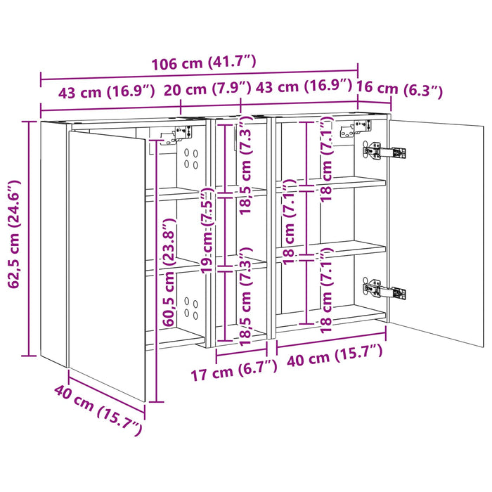 Set dulap baie pentru 3 pcs 106 x 16 x 62,5 cm Lemn compozit - WALTI WALTI
