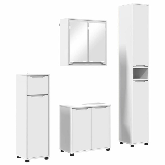 Set de mobilier pentru baie cu sertar 4 pcs Alb Lemn compozit - WALTI WALTI