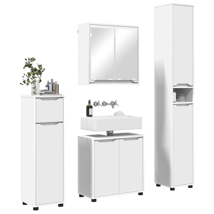 Set de mobilier pentru baie cu sertar 4 pcs Alb Lemn compozit - WALTI WALTI
