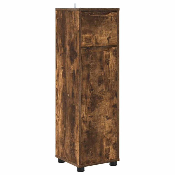 Set de mobilier pentru baie 4 pcs Stejar fumuriu Lemn compozit - WALTI WALTI