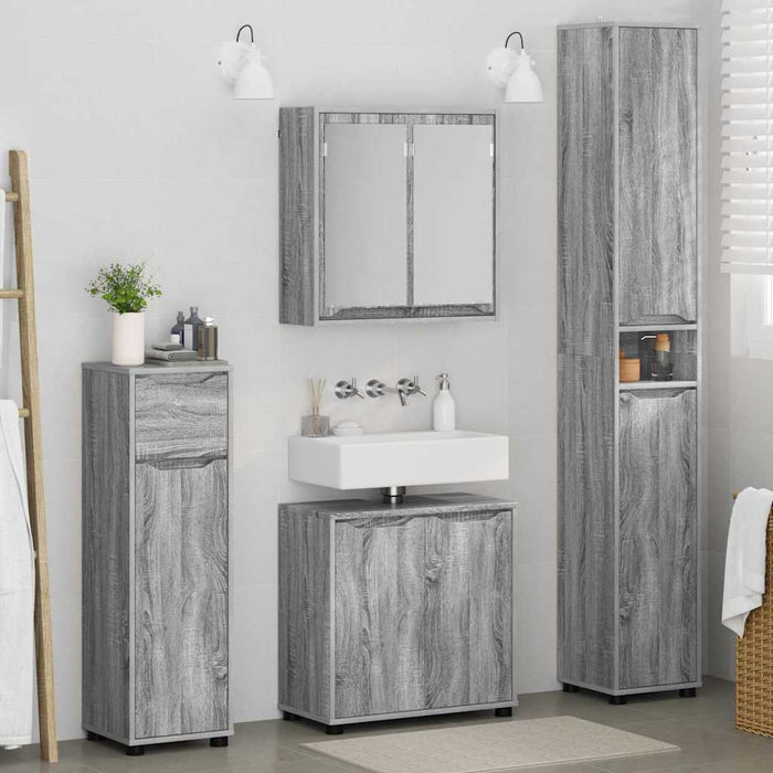 Set de mobilier pentru baie 4 pcs Gri Sonoma Lemn compozit - WALTI WALTI