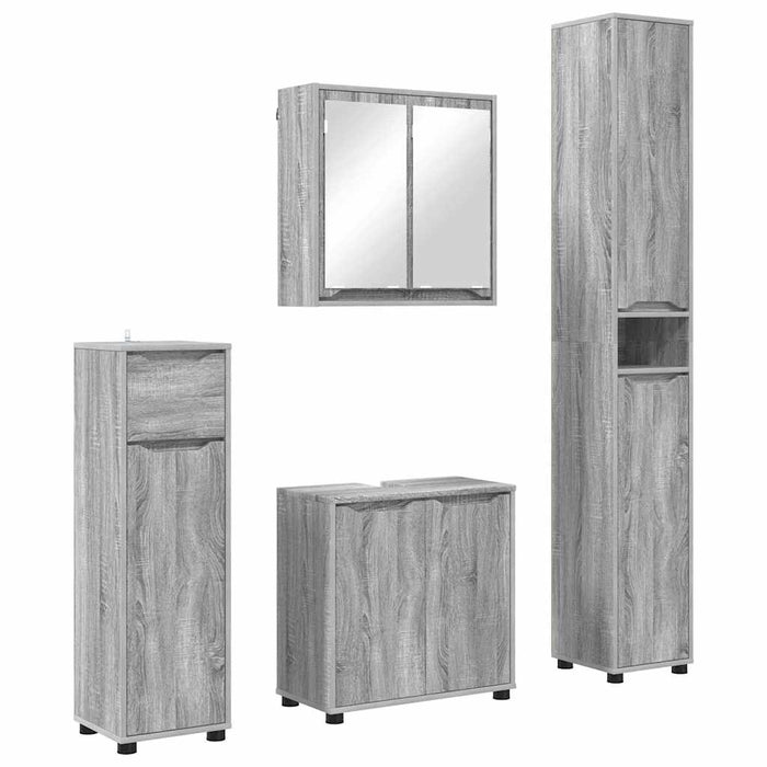 Set de mobilier pentru baie 4 pcs Gri Sonoma Lemn compozit - WALTI WALTI