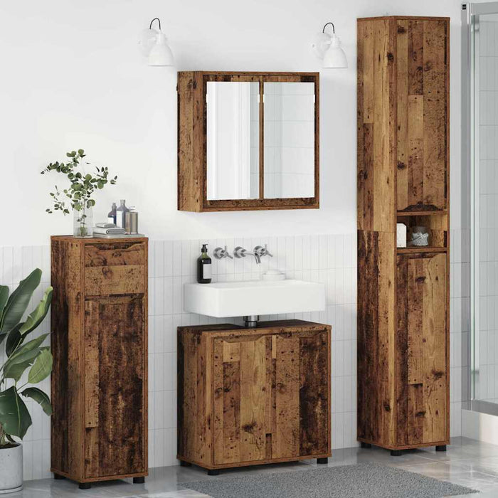 Set de mobilier pentru baie 4 buc. Lemn Vechi WALTI