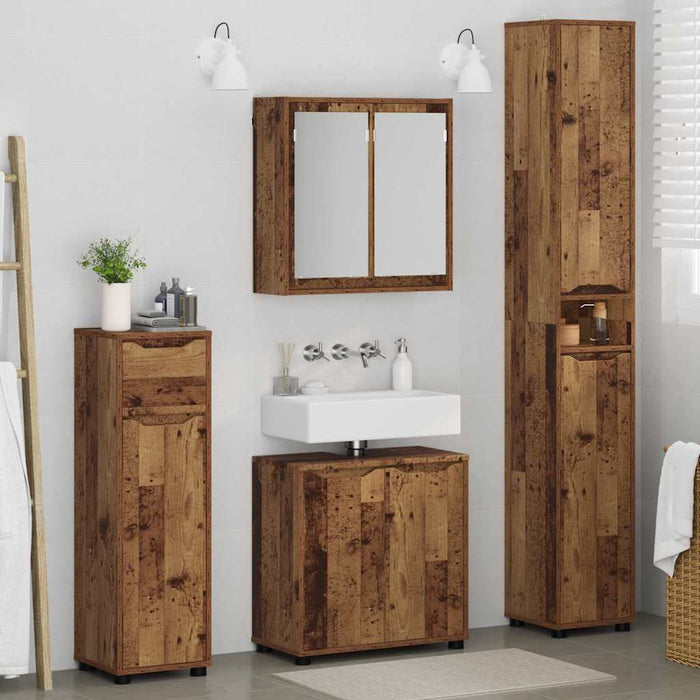 Set de mobilier pentru baie 4 buc. Lemn Vechi WALTI