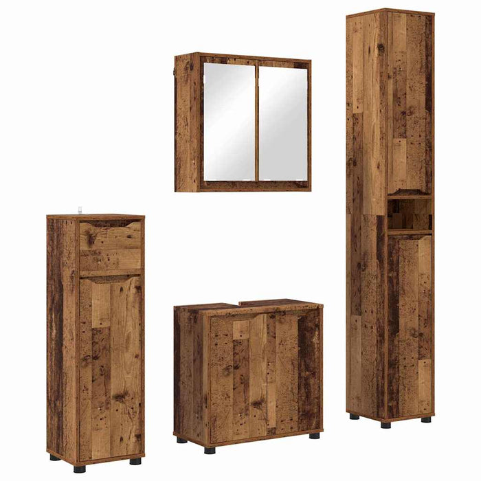 Set de mobilier pentru baie 4 buc. Lemn Vechi WALTI