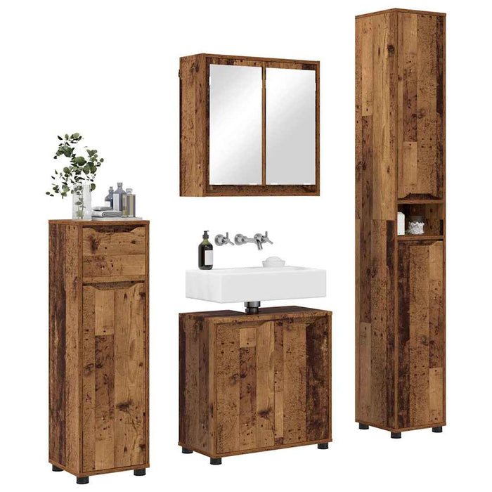 Set de mobilier pentru baie 4 buc. Lemn Vechi WALTI