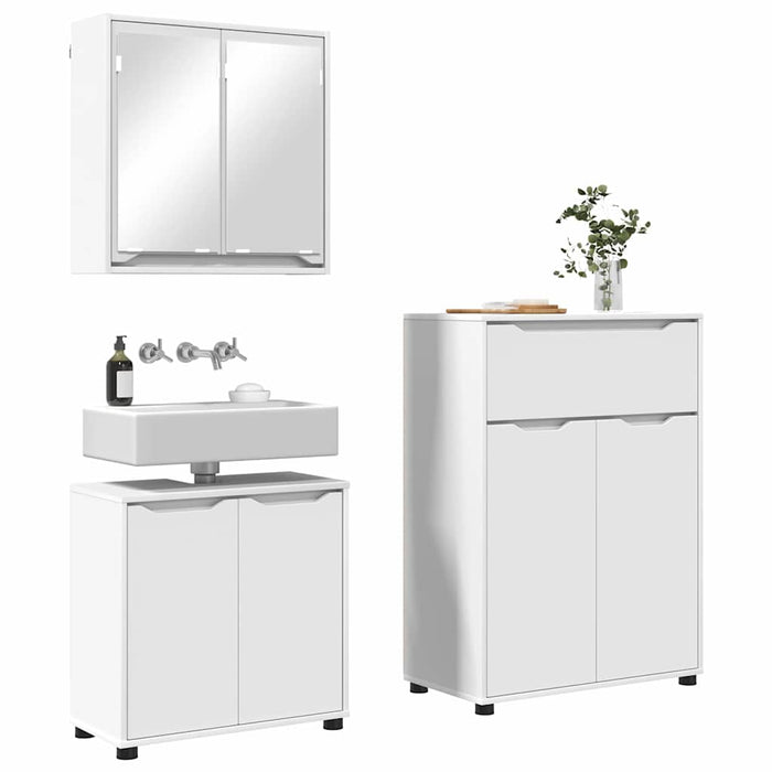 Set de mobilier pentru baie 3 buc. Alb 72,5 x 36,5 x 100 cm WALTI