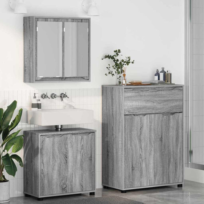 Set de mobilier pentru baie 3 pcs Gri Sonoma Lemn compozit - WALTI WALTI