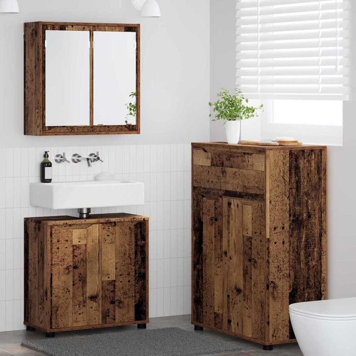 Set de mobilier pentru baie 3 buc. Lemn Vechi WALTI