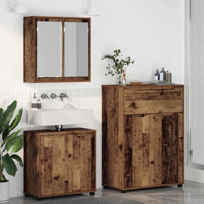 Set de mobilier pentru baie 3 buc. Lemn Vechi WALTI