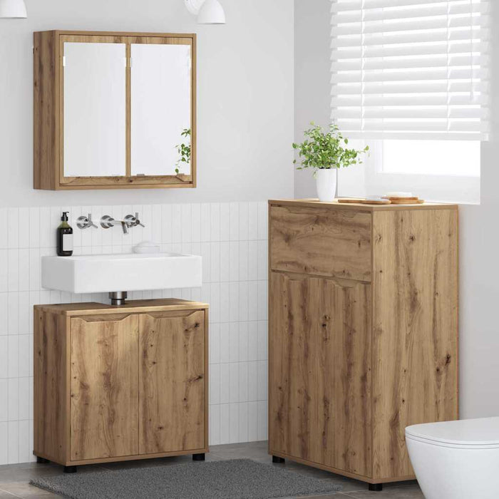 Set de mobilier pentru baie 3 buc. Stejar Artizanal WALTI
