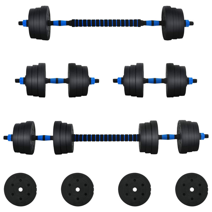 Set de Haltere 2 în 1 Negru și Albastru 121 x 19,5 x 19,5 cm - WALTI WALTI