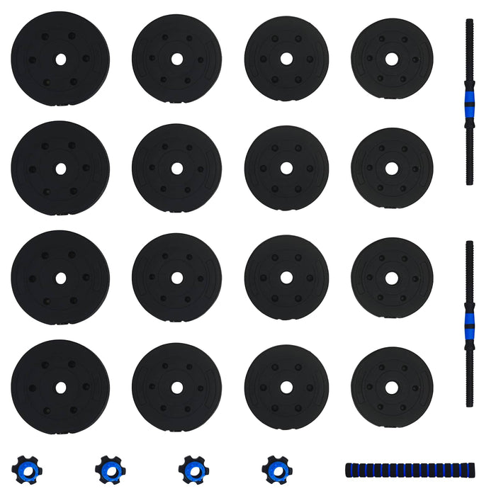 Set de Haltere 2 în 1 Negru și Albastru 121 x 19,5 x 19,5 cm - WALTI WALTI