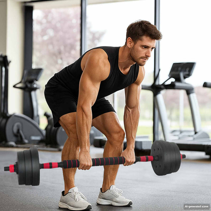 Set de Haltere 4 în 1 Negru și roșu 121 x 19,5 x 19,5 cm WALTI