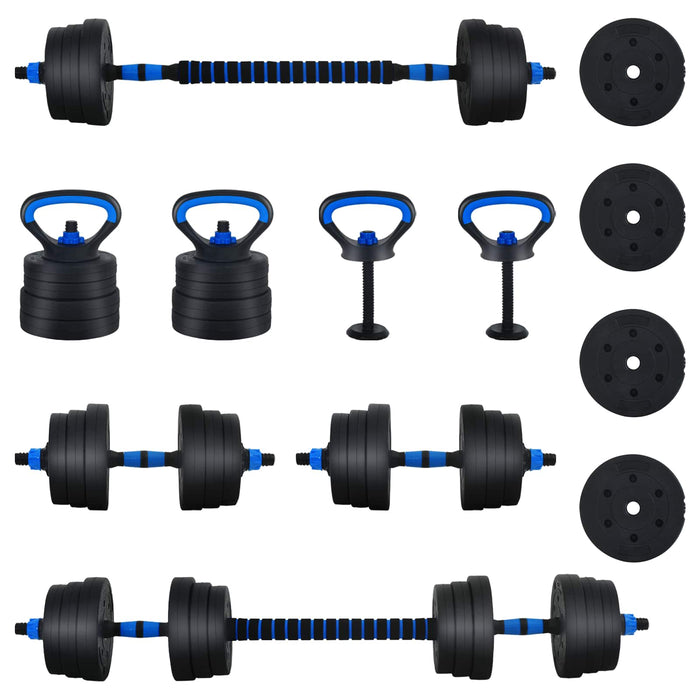 Set de Haltere 4 în 1 Negru și Albastru 121 x 19,5 x 19,5 cm - WALTI WALTI