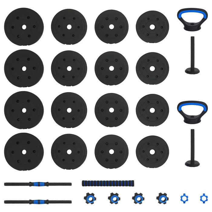 Set de Haltere 4 în 1 Negru și Albastru 121 x 19,5 x 19,5 cm - WALTI WALTI