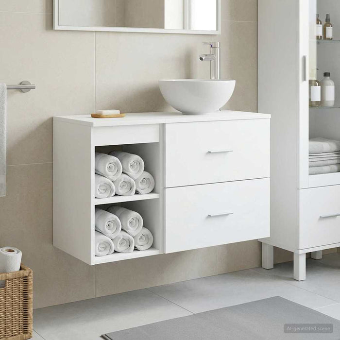 Set de mobilier pentru baie 2 pcs Alb Lemn prelucrat WALTI