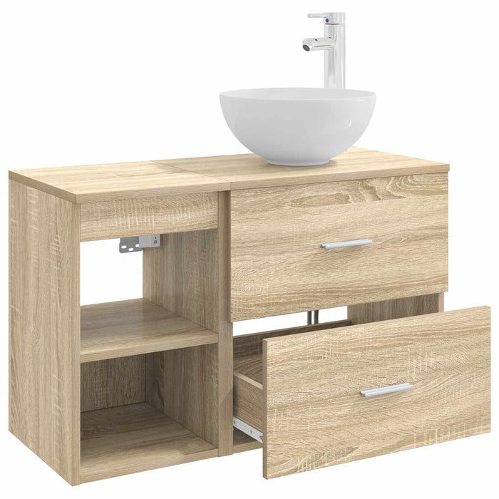 Set de mobilier pentru baie 2 pcs Stejar Sonoma Lemn prelucrat WALTI