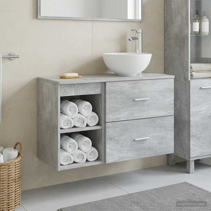 Set de mobilier pentru baie 2 pcs Gri Beton Lemn prelucrat WALTI