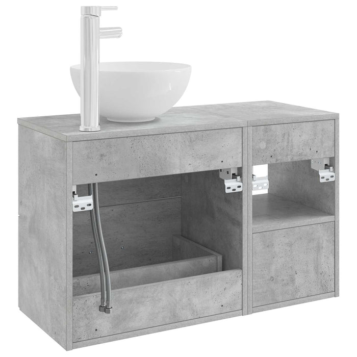 Set de mobilier pentru baie 2 pcs Gri Beton Lemn prelucrat WALTI