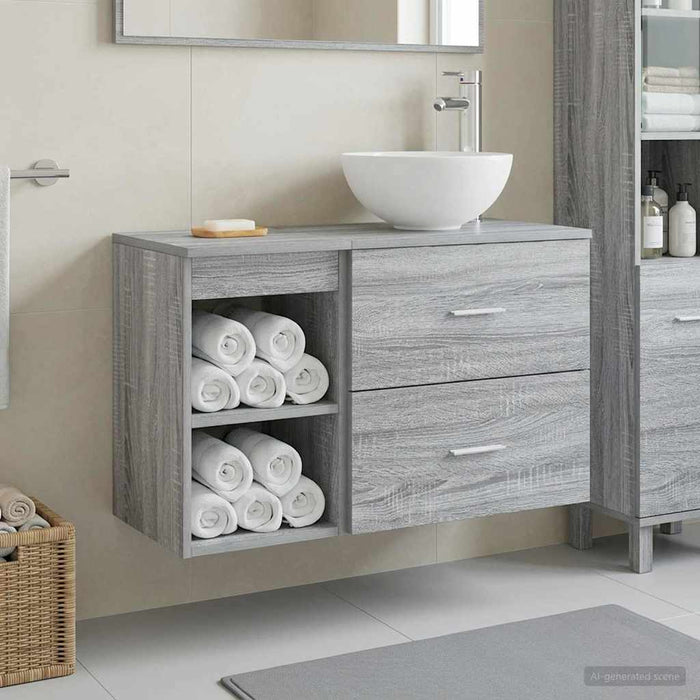 Set de mobilier pentru baie 2 pcs Sonoma gri Lemn prelucrat WALTI