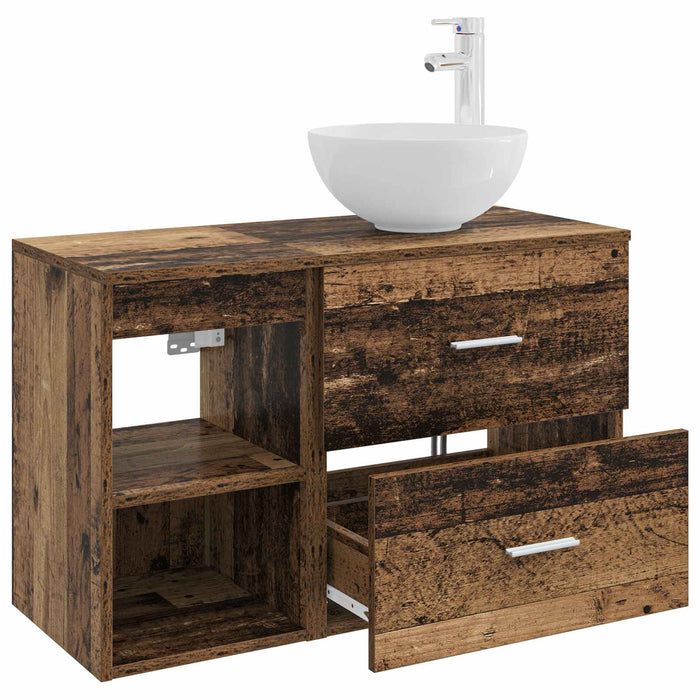 Set de mobilier pentru baie 2 pcs Lemn vechi Lemn prelucrat WALTI