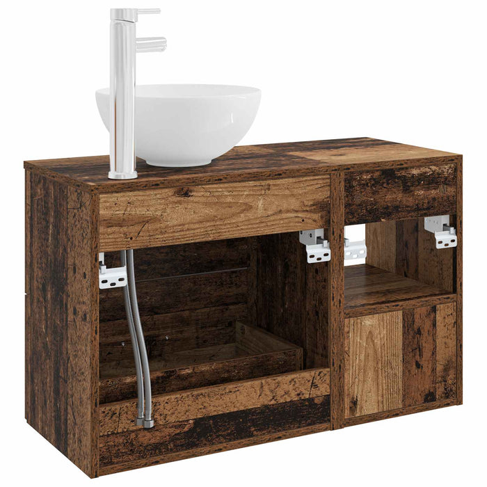 Set de mobilier pentru baie 2 pcs Lemn vechi Lemn prelucrat WALTI