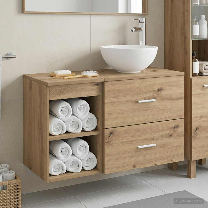 Set de mobilier pentru baie 2 pcs Stejar Artizanal WALTI