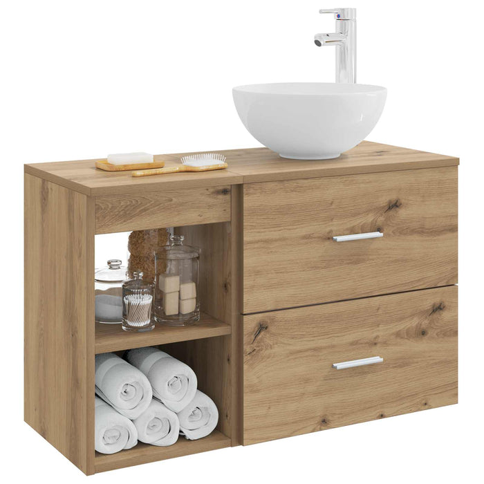 Set de mobilier pentru baie 2 pcs Stejar Artizanal WALTI