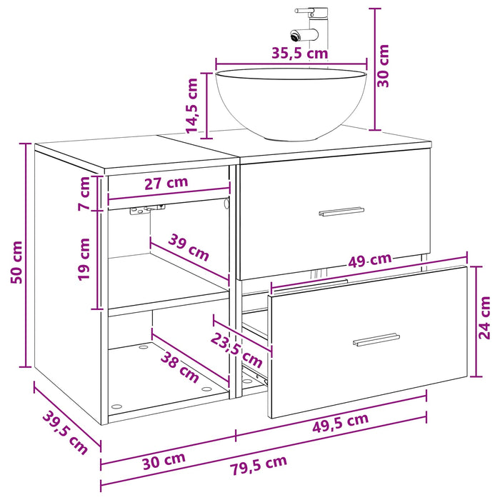 Set de mobilier pentru baie 2 pcs Alb Lemn prelucrat WALTI