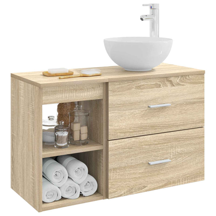 Set de mobilier pentru baie 2 pcs Stejar Sonoma Lemn prelucrat WALTI