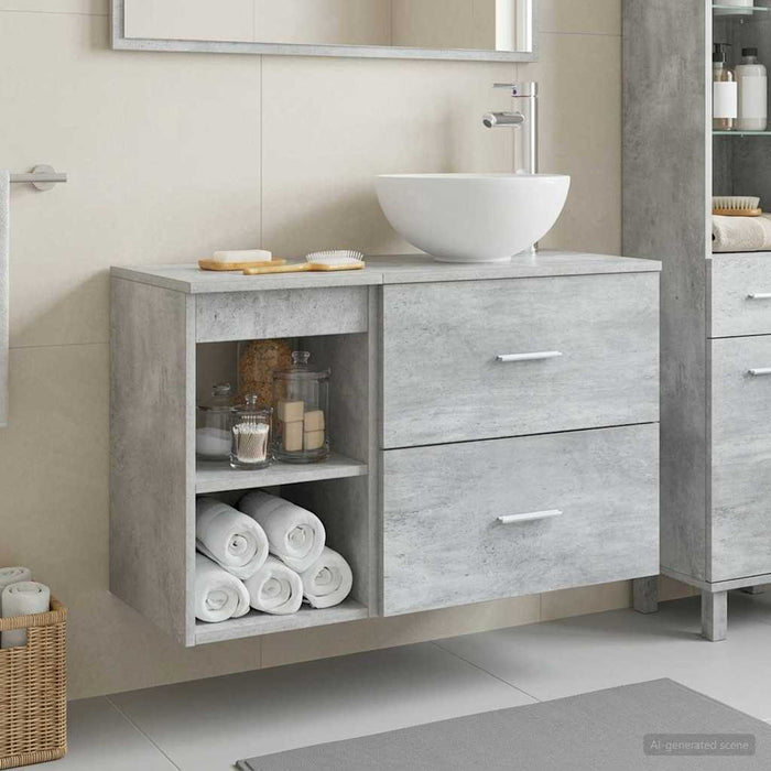 Set de mobilier pentru baie 2 pcs Gri Beton Lemn prelucrat WALTI