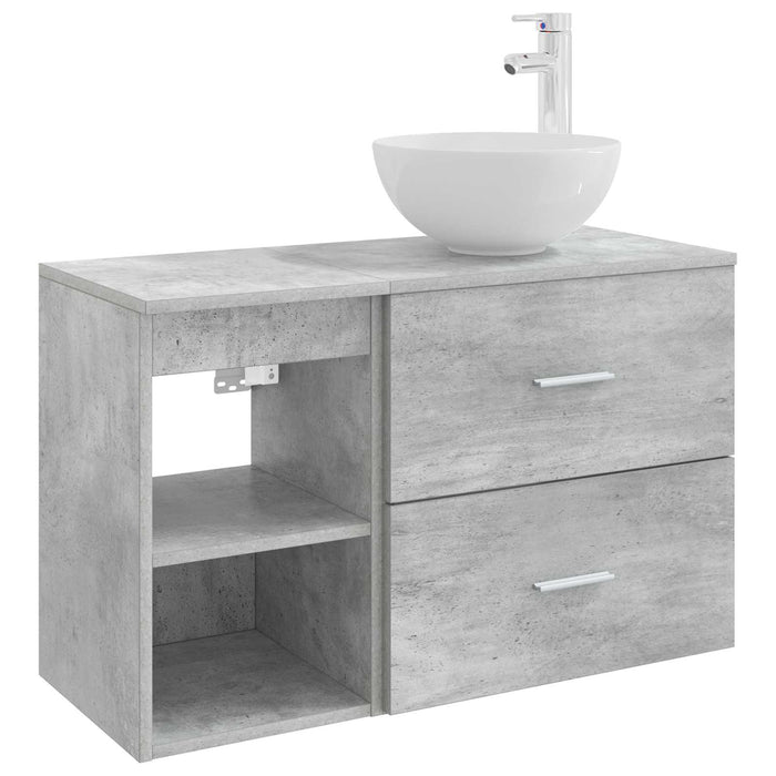 Set de mobilier pentru baie 2 pcs Gri Beton Lemn prelucrat WALTI