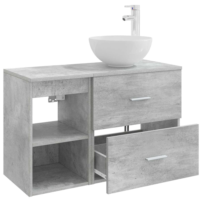 Set de mobilier pentru baie 2 pcs Gri Beton Lemn prelucrat WALTI