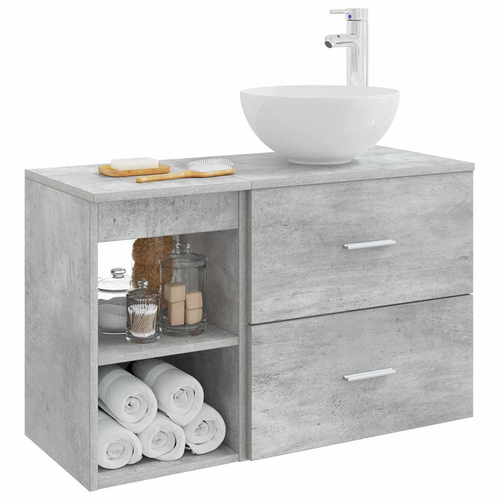 Set de mobilier pentru baie 2 pcs Gri Beton Lemn prelucrat WALTI