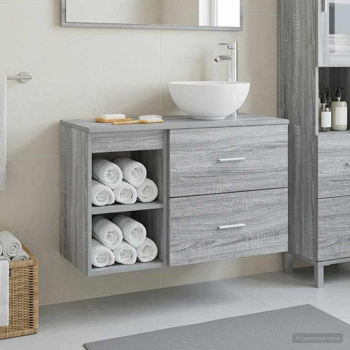 Set de mobilier pentru baie 2 pcs Sonoma gri Lemn prelucrat WALTI