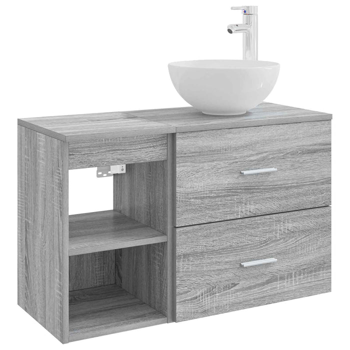 Set de mobilier pentru baie 2 pcs Sonoma gri Lemn prelucrat WALTI