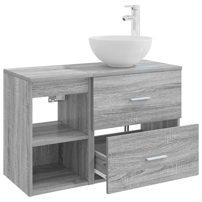 Set de mobilier pentru baie 2 pcs Sonoma gri Lemn prelucrat WALTI