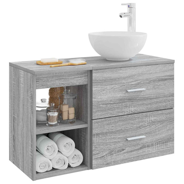 Set de mobilier pentru baie 2 pcs Sonoma gri Lemn prelucrat WALTI