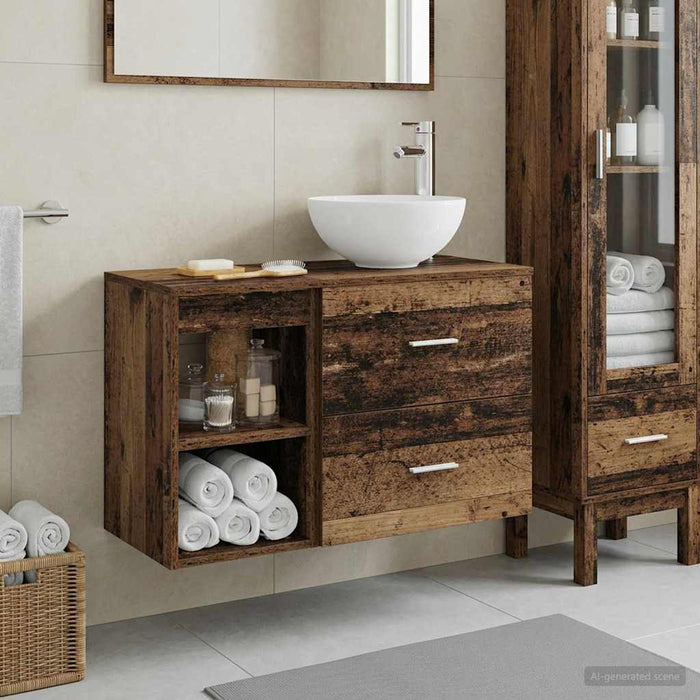 Set de mobilier pentru baie 2 pcs Lemn vechi Lemn prelucrat WALTI