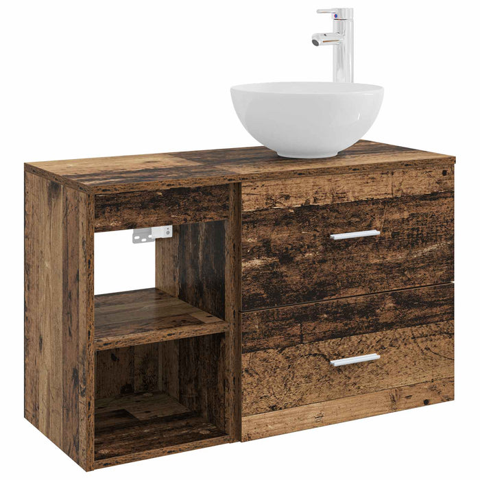 Set de mobilier pentru baie 2 pcs Lemn vechi Lemn prelucrat WALTI