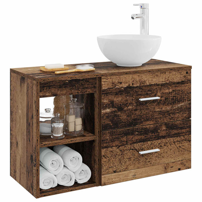 Set de mobilier pentru baie 2 pcs Lemn vechi Lemn prelucrat WALTI