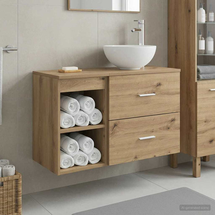Set de mobilier pentru baie 2 pcs Stejar Artizanal WALTI