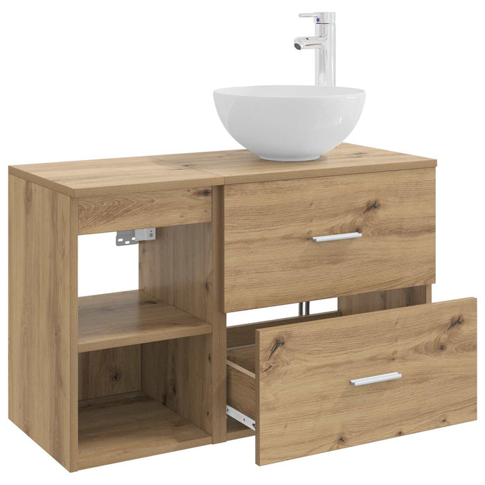 Set de mobilier pentru baie 2 pcs Stejar Artizanal WALTI