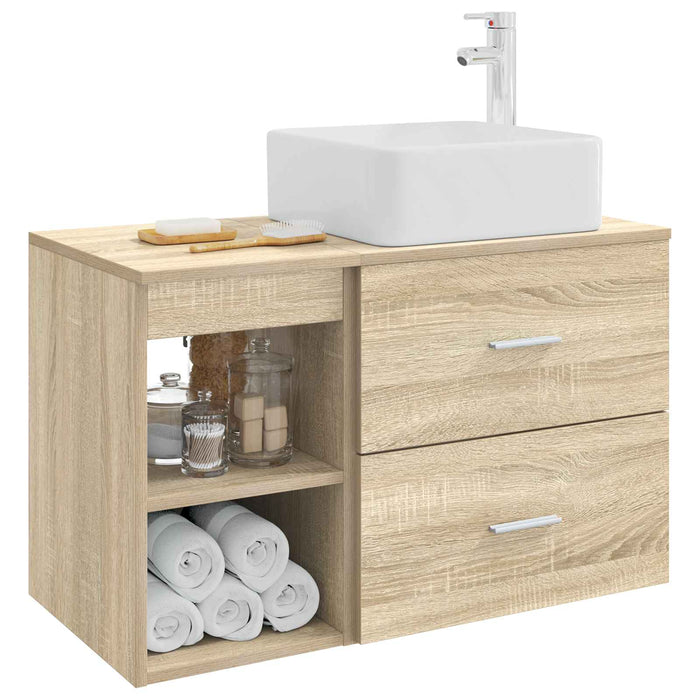 Set de mobilier pentru baie 2 pcs Stejar Sonoma Lemn prelucrat WALTI