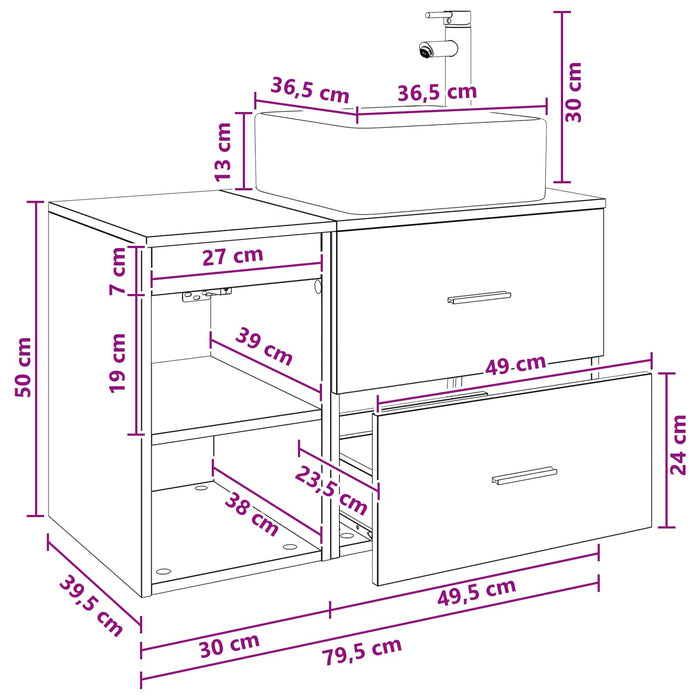 Set de mobilier pentru baie 2 pcs Stejar Sonoma Lemn prelucrat WALTI