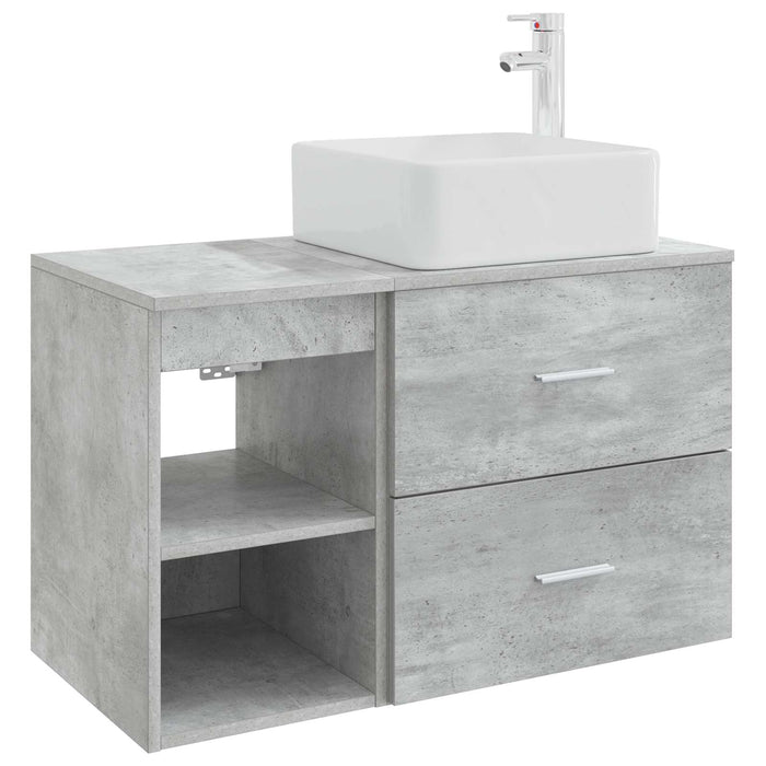 Set de mobilier pentru baie 2 pcs Gri Beton Lemn prelucrat WALTI